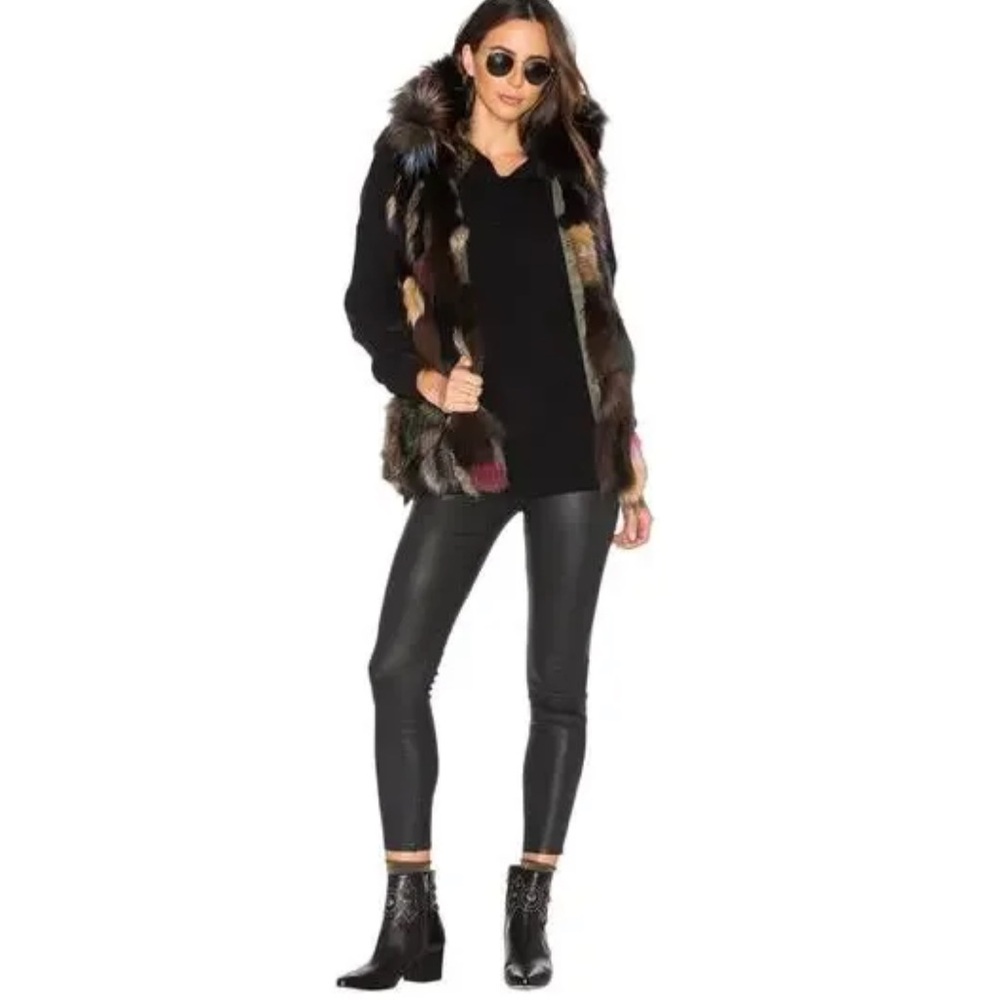 SAM. Mini Limelight Fox Fur Reversible Vest with Army Green Parka Size M - Picture 15 of 15